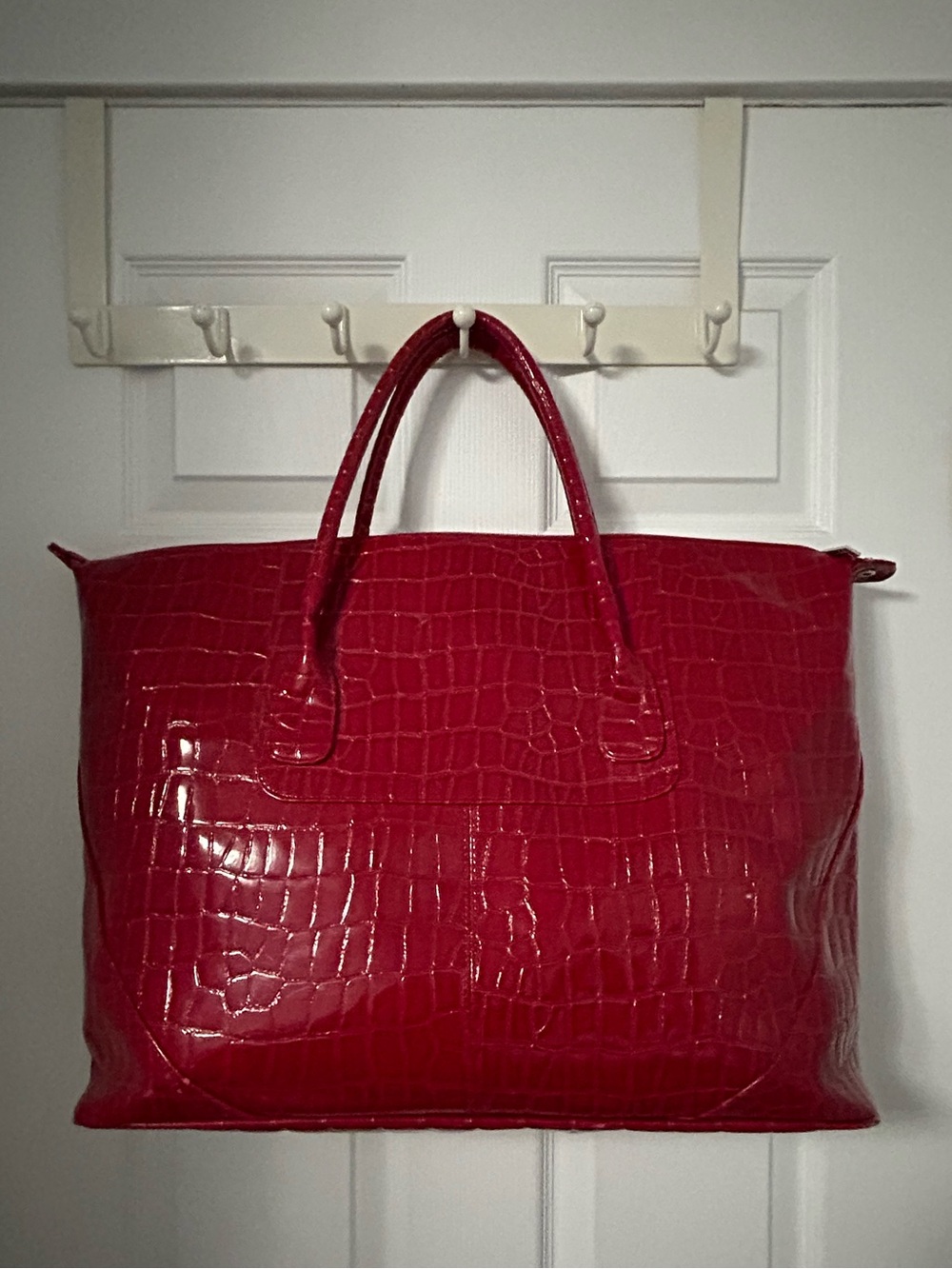 Elizabeth Arden Glossy Red Croc-Embossed XL Tote